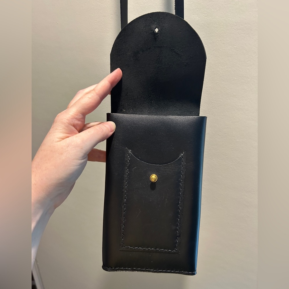 Noonday Collection Black Leather Briana Crossbody Phone Case